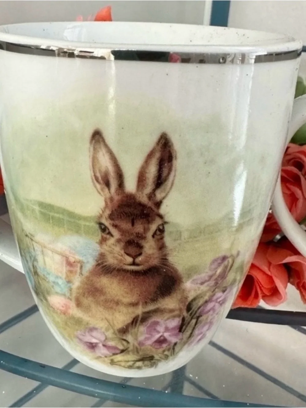 Pottery Barn Easter Spring Floral Coffee Mugs cottagecore shabby chic